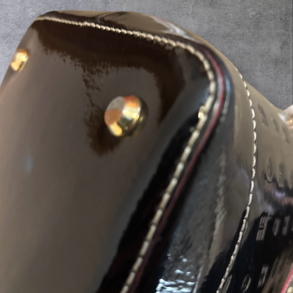 Arcadia Italian Patent Leather Black Satchel GUC - Picture 14 of 16